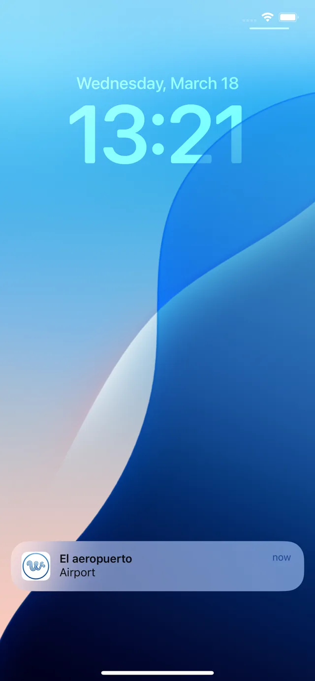 Lock screen notification showing current word