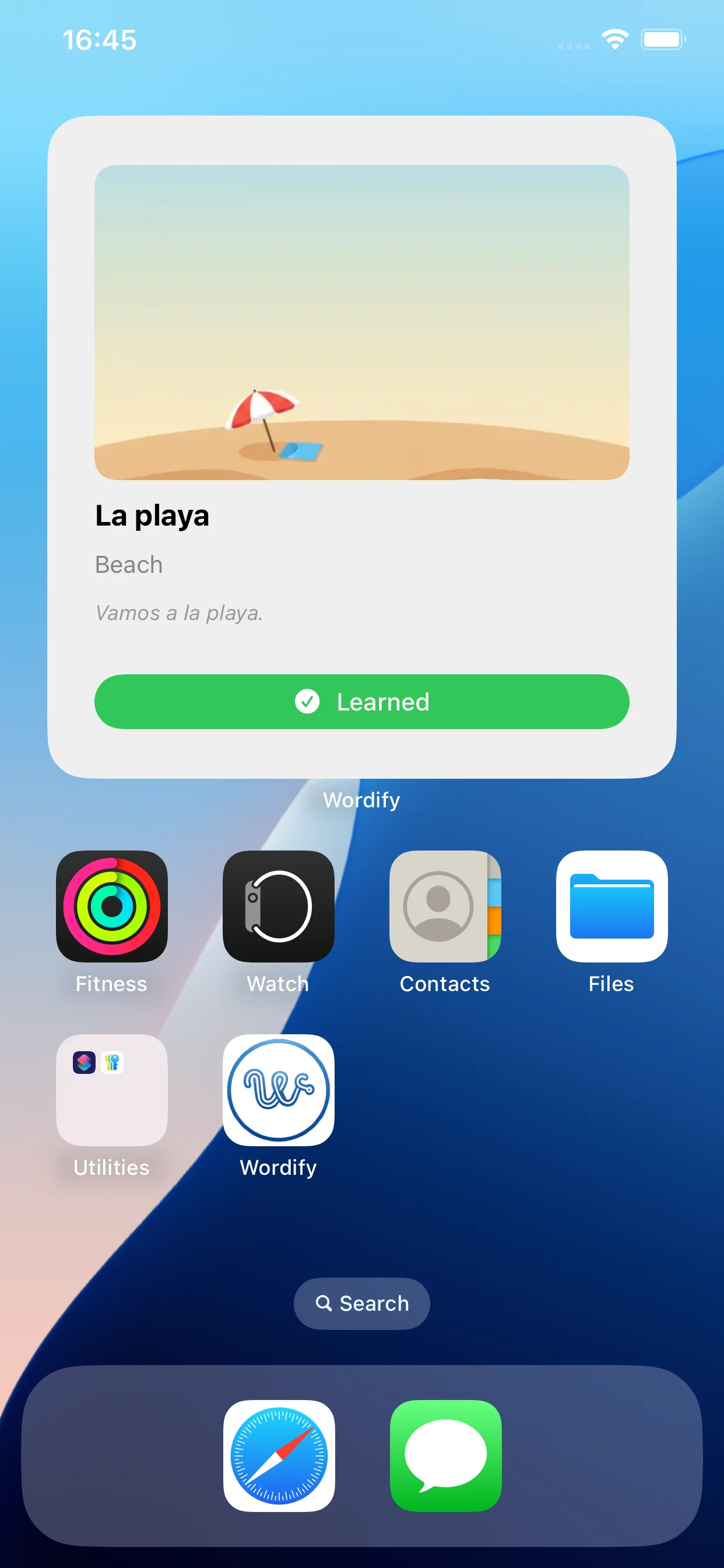 iOS home screen widget
