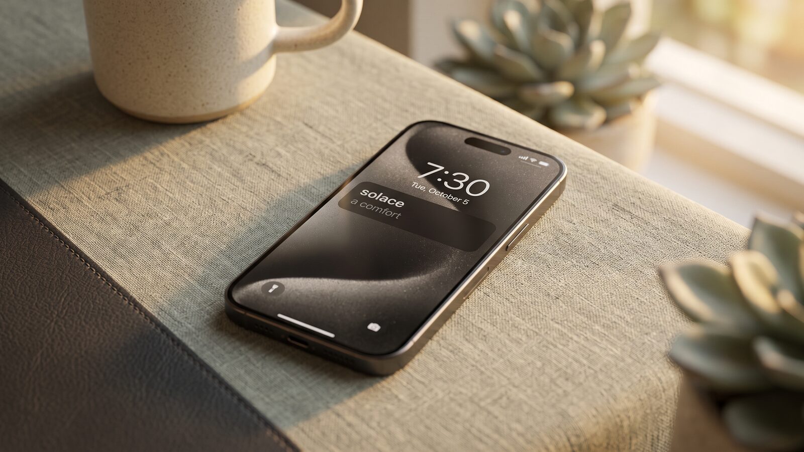 An iPhone lock screen showing a word of the day widget with a vocabulary word and its translation
